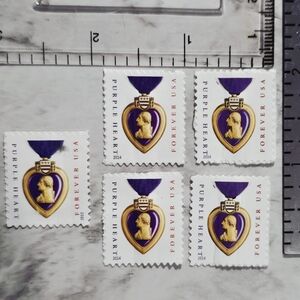 5PC (4) 2014 (1) 2012 Purple Heart Forever USA Stamps USPS COLLECTORS STAMPS